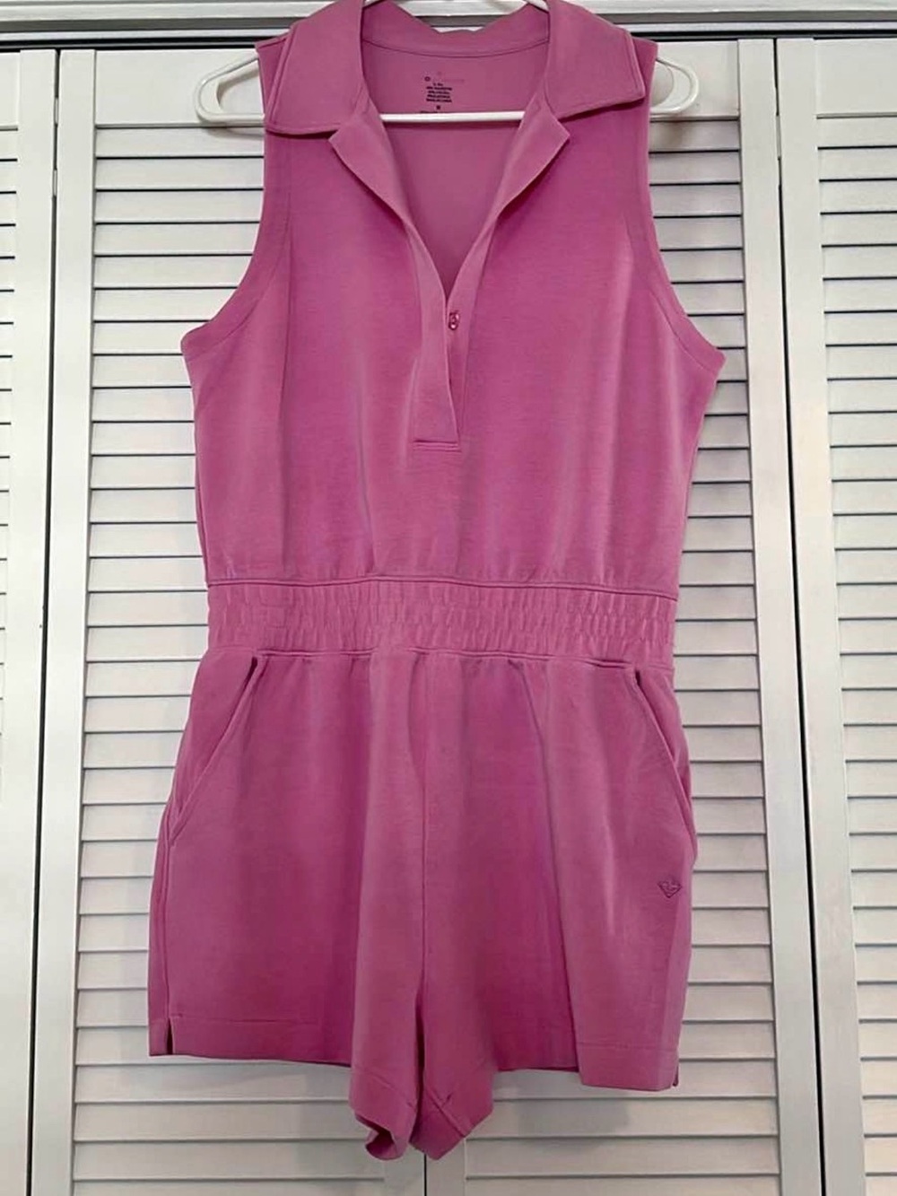 ANTONIO MELANI Pink Sleeveless Collared Romper